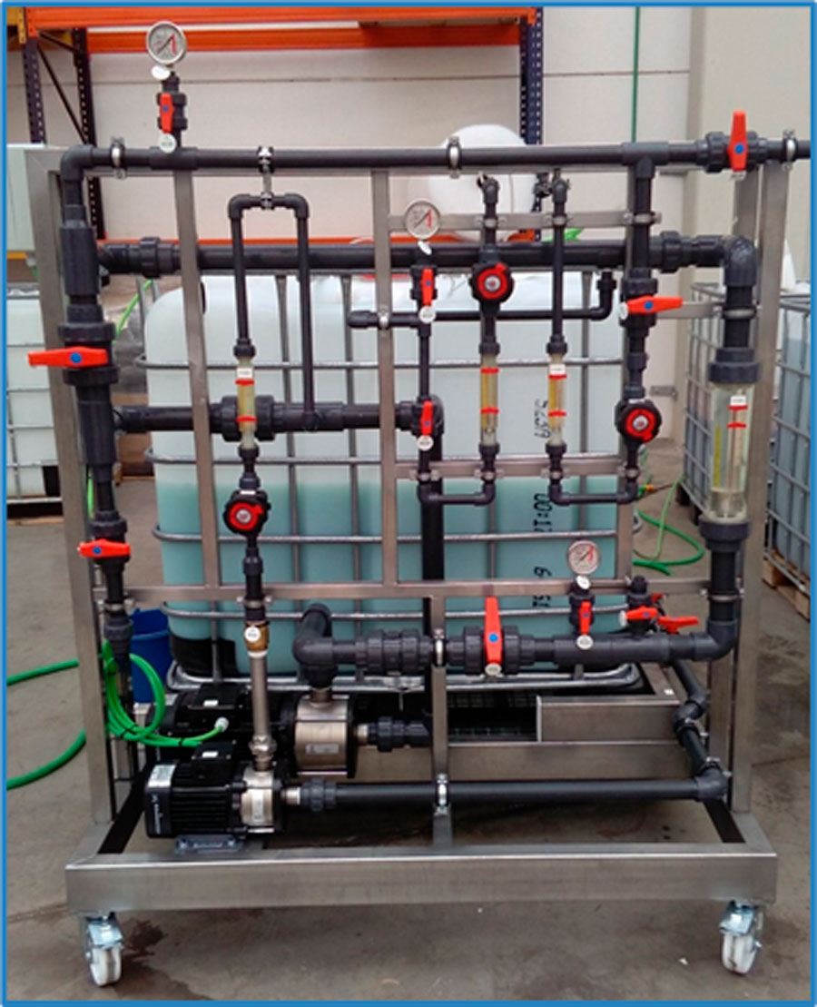 Detalle filtro de malla tratamiento aguas residuales J. Huesa